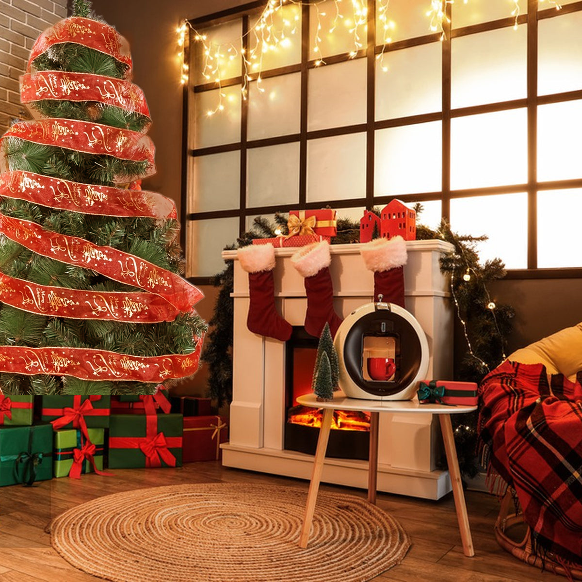 5 Christmas Red Ribbon Rolls