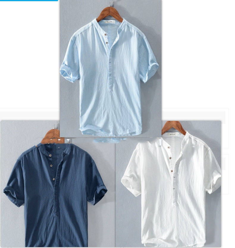 Japanese Stand Collar Short Sleeve