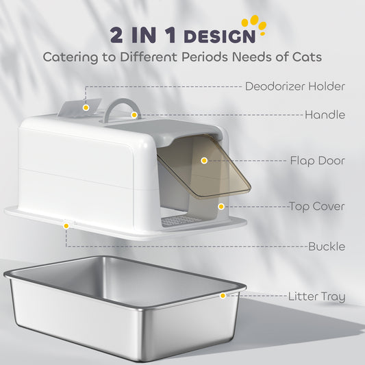 2 in 1 Stainless Steel Cat Litter Box