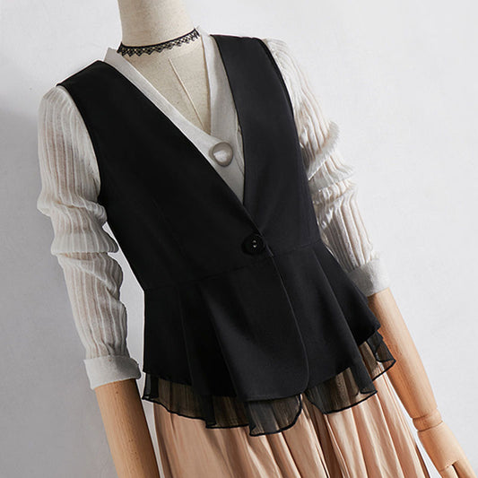 Sleeveless V-Neck Vest Blazer