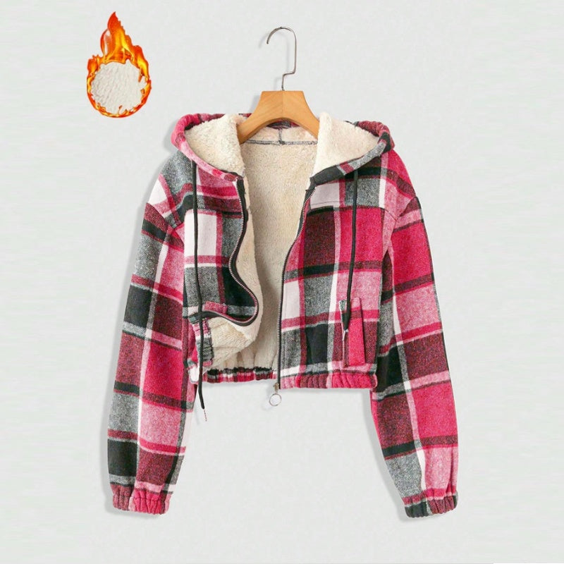 Lightweight Plaid Hooded Jacket