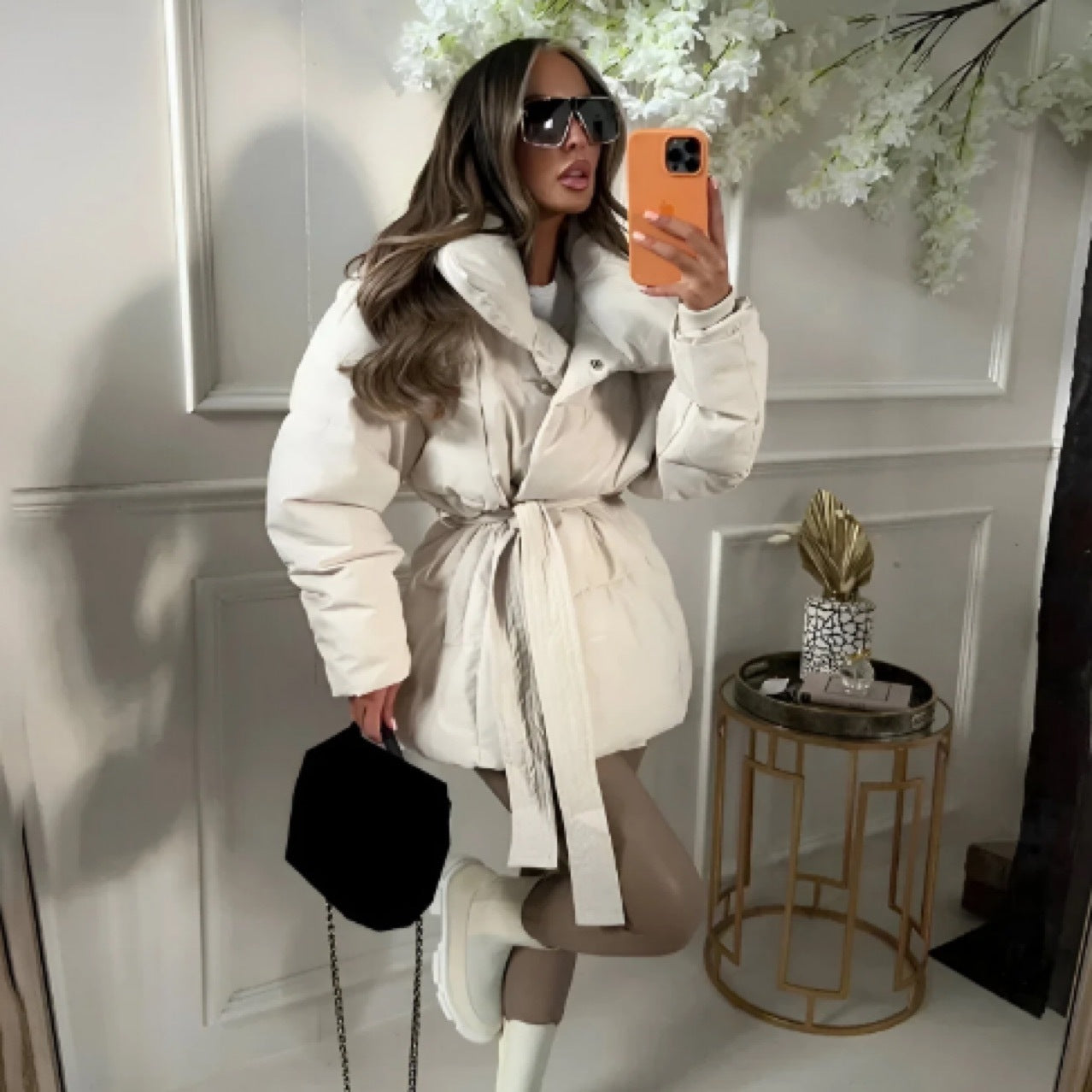 Womens Thickened Winter Jacket with Lapel