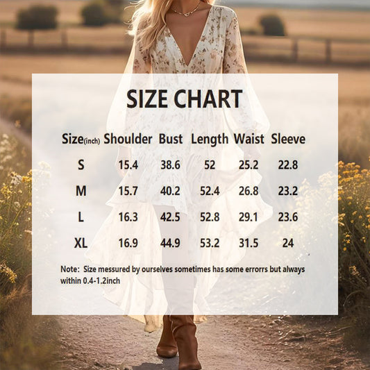 V-Neck Floral Long Sleeve Dress