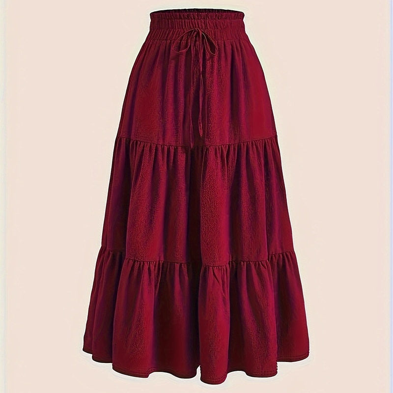 High-Waist Knot Pleated Midi Skirt