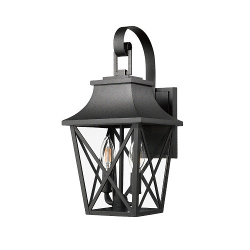 Black Outdoor Wall Light - 2 Lights