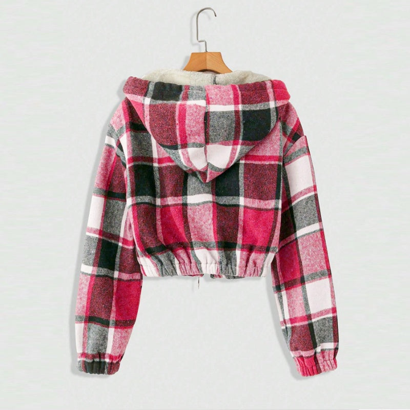 Lightweight Plaid Hooded Jacket