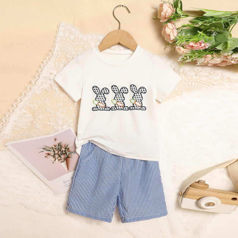 Toddler Casual 2-Piece Set, Short Sleeve T-Shirt With Striped Pocket Shorts