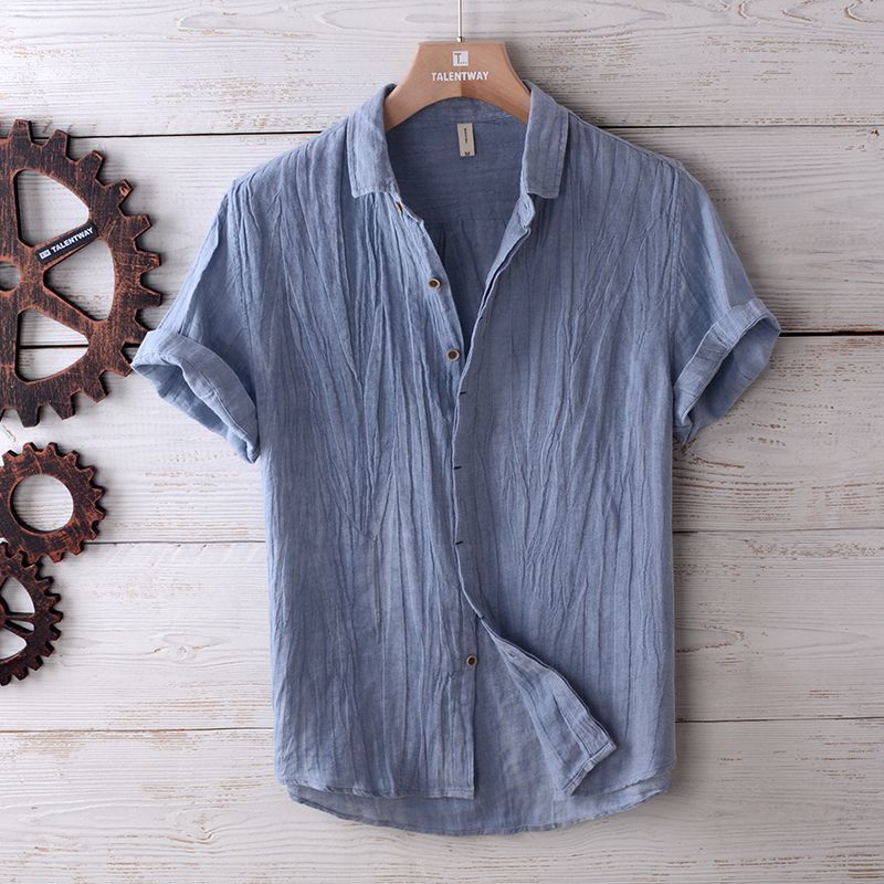 Retro Distressed Linen Shirt