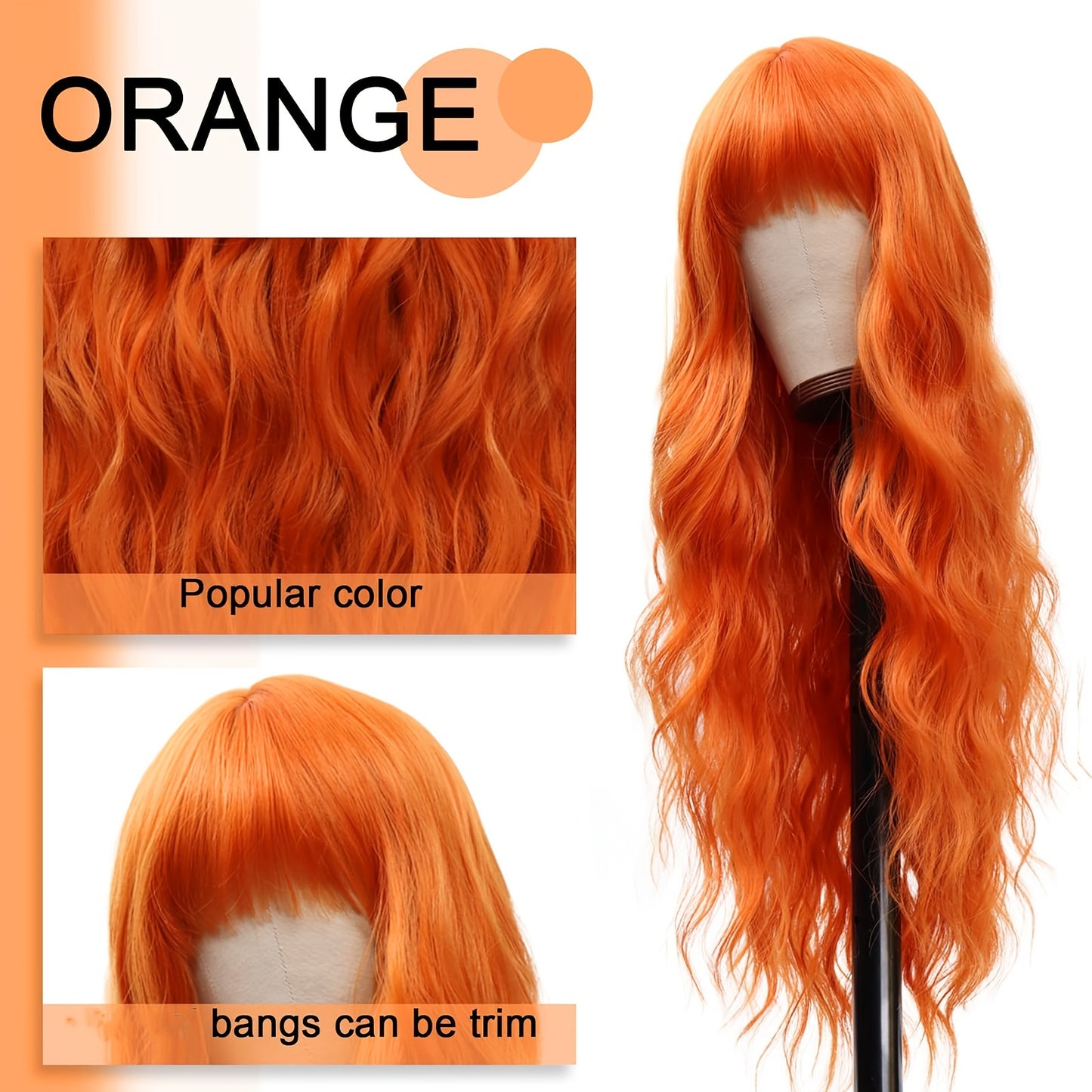Elegant Long Orange Wig
