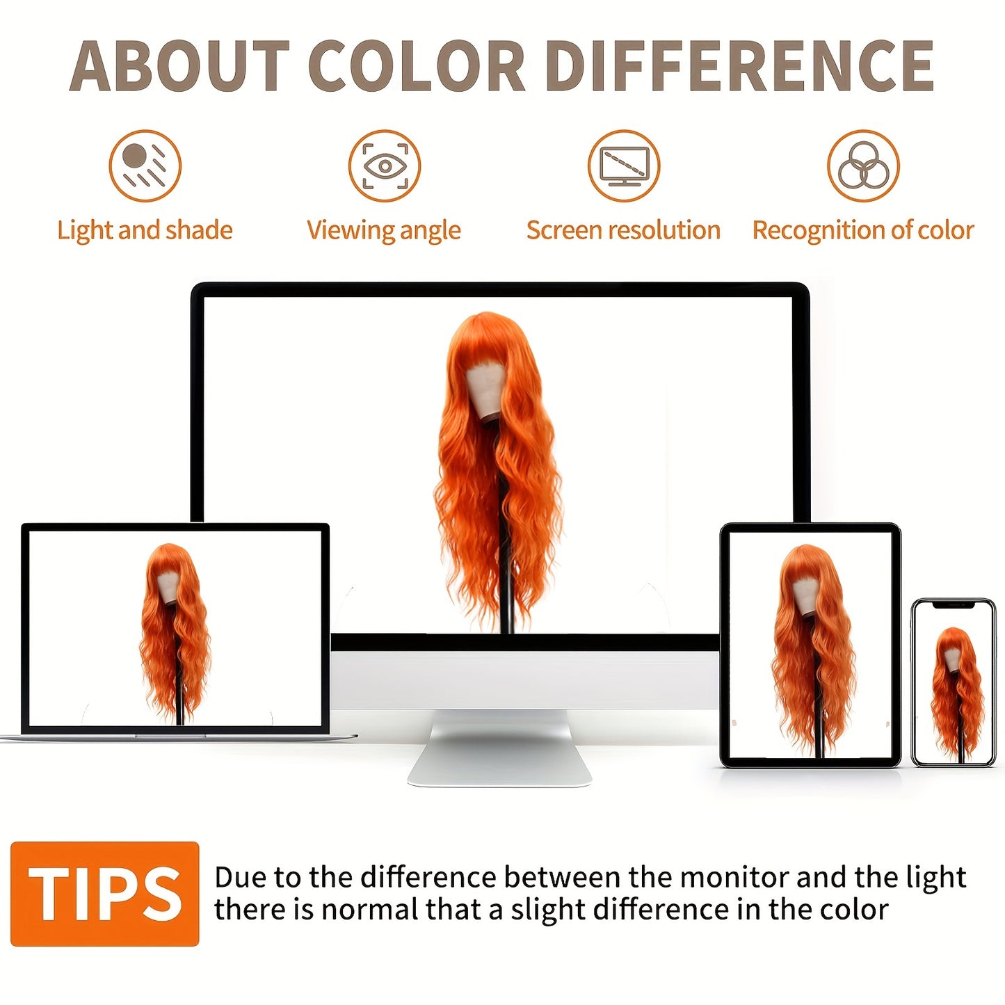 Elegant Long Orange Wig