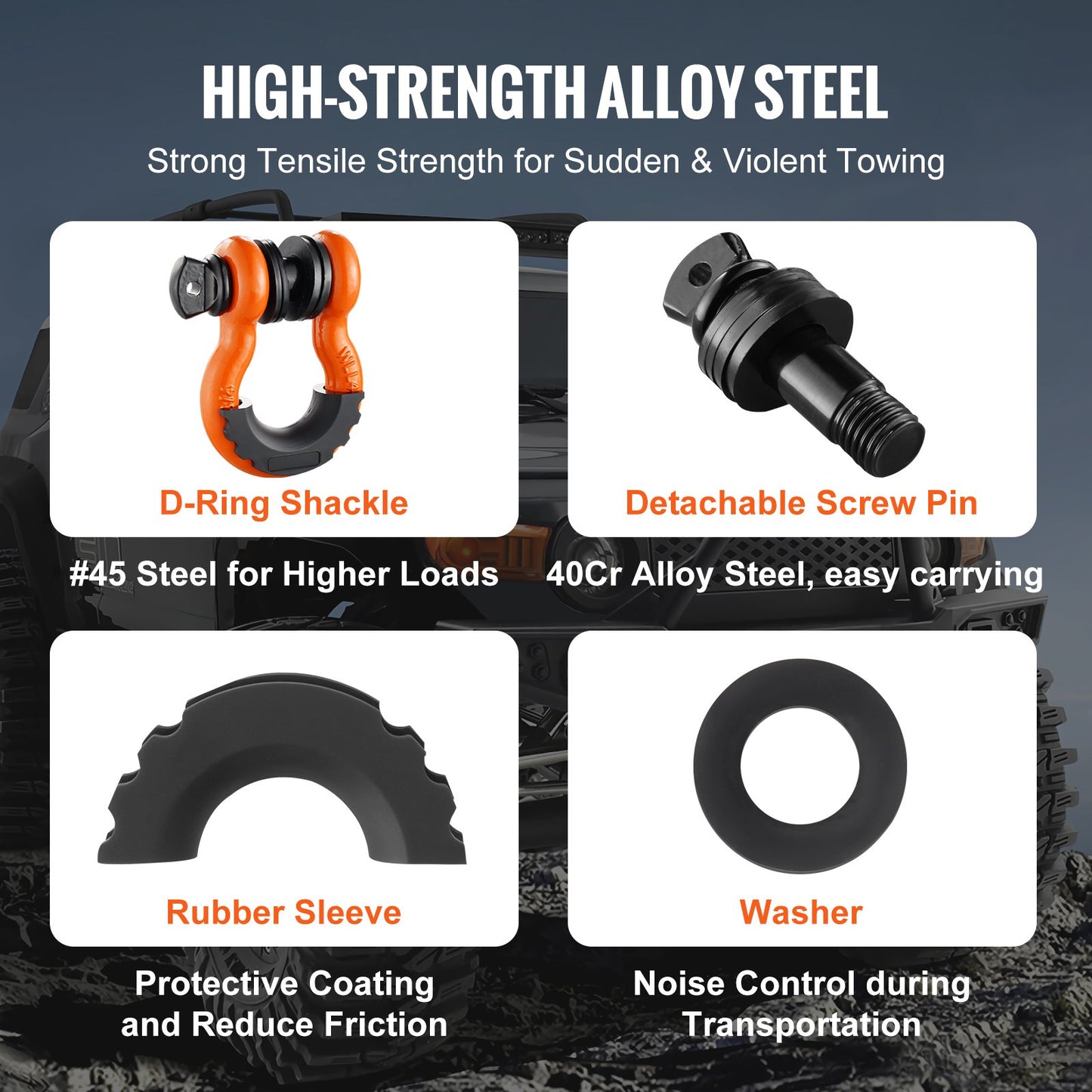 2 Pack Alloy Steel Shackles