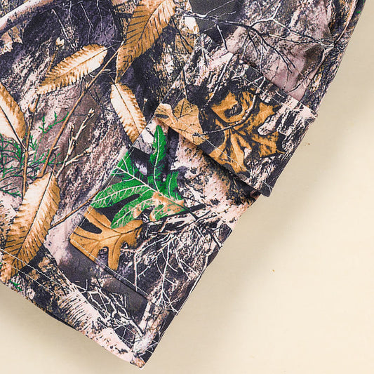 Print Hoodie & Short Pants With Pocket