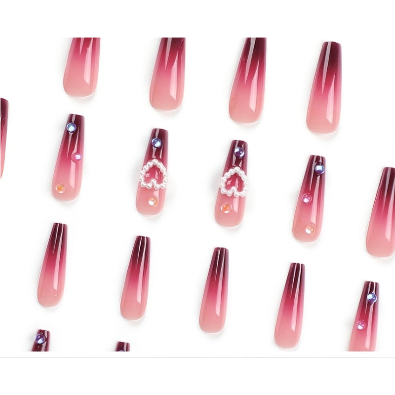 Red Heart Nail Art - 24 Pcs