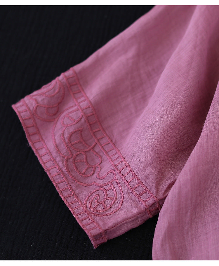 Retro Cotton And Linen Short-sleeved T-shirt