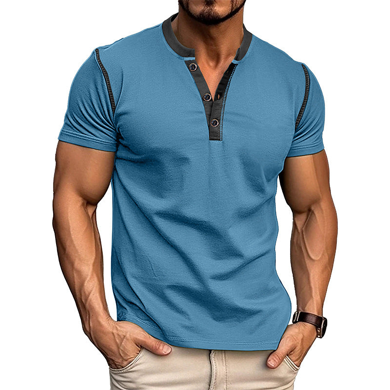 Summer Button V-neck T-shirt