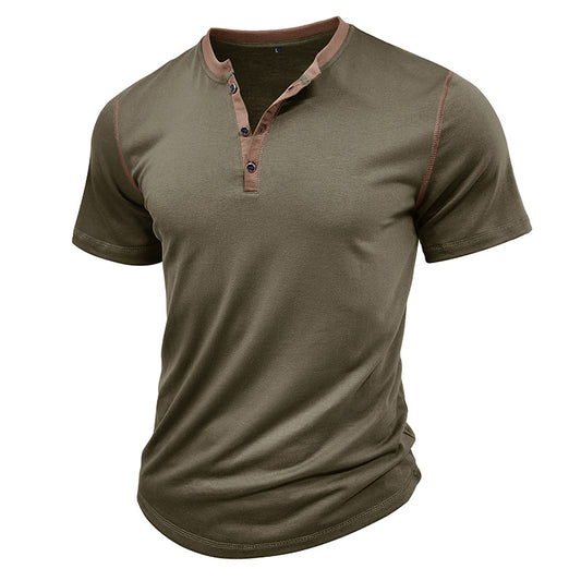 Summer Button V-neck T-shirt