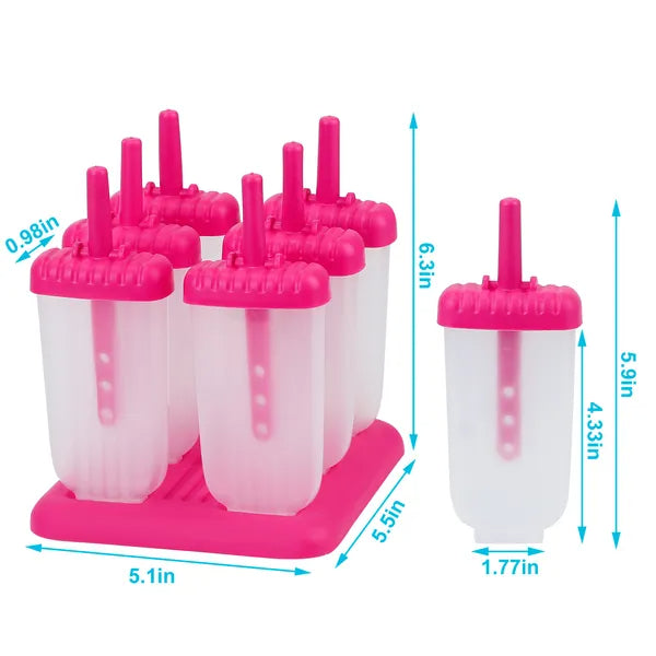 Reusable Plastic Popsicle Mold - 6Pcs