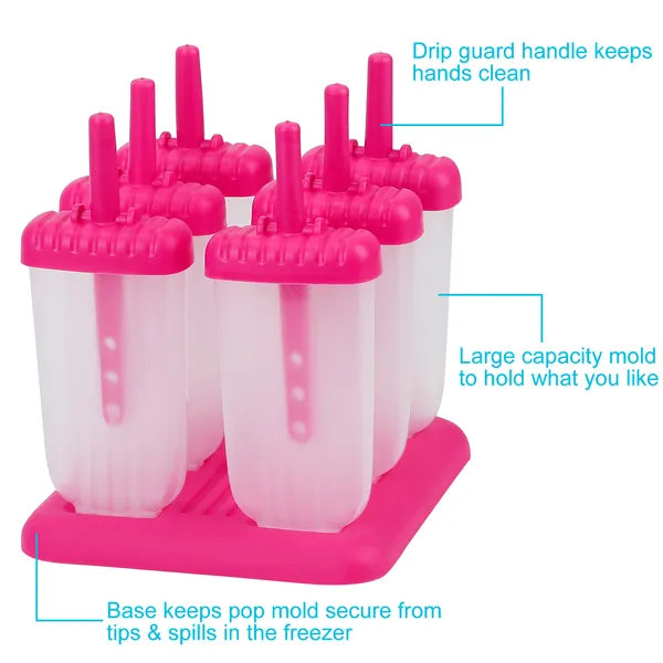 Reusable Plastic Popsicle Mold - 6Pcs