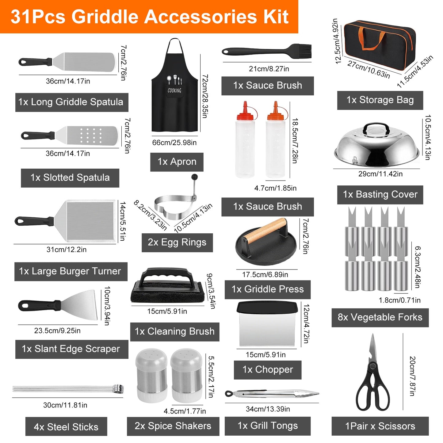 Griddle Cooking Kit, 31Pcs