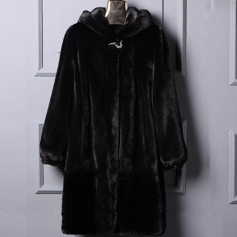 Autumn And Winter Fur Hooded Casual Coat