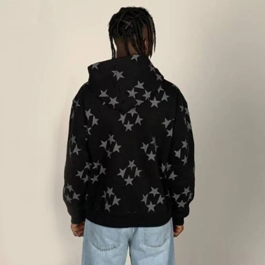 Stars Printed Zipped Hoody