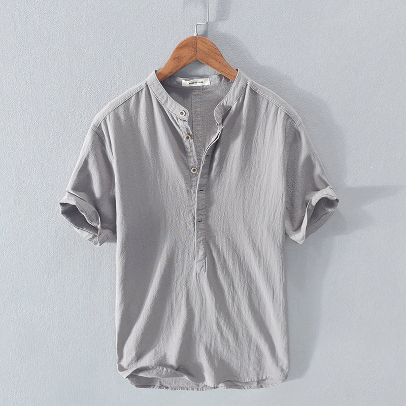 Japanese Stand Collar Short Sleeve