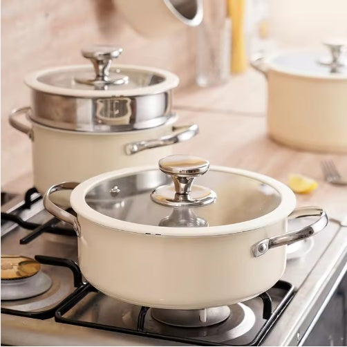 Stainless Steel Ceramic Coated Pot Set - 9Pcs