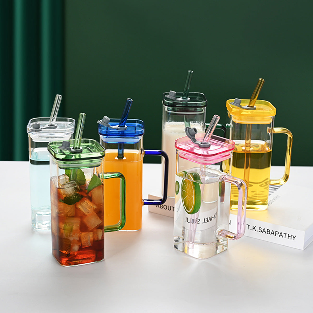 Transparent Glass Straw Cup