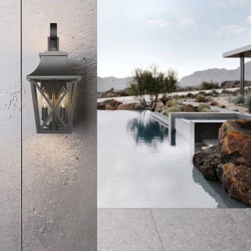 Black Outdoor Wall Light - 2 Lights