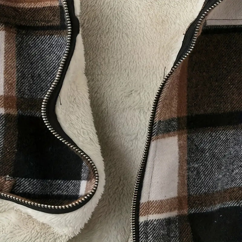 Lightweight Plaid Hooded Jacket