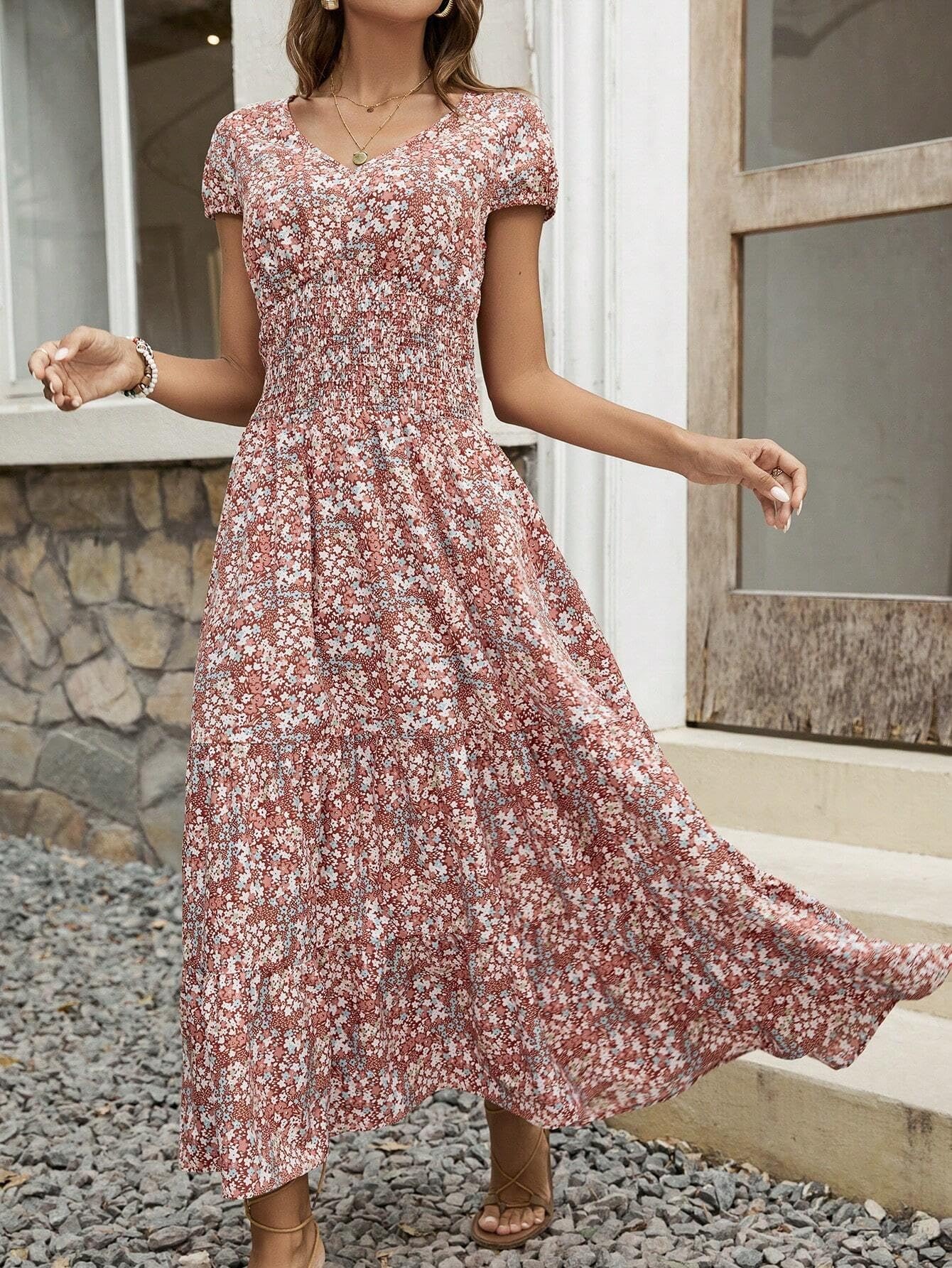 Blossom V-Neck Floral Dress