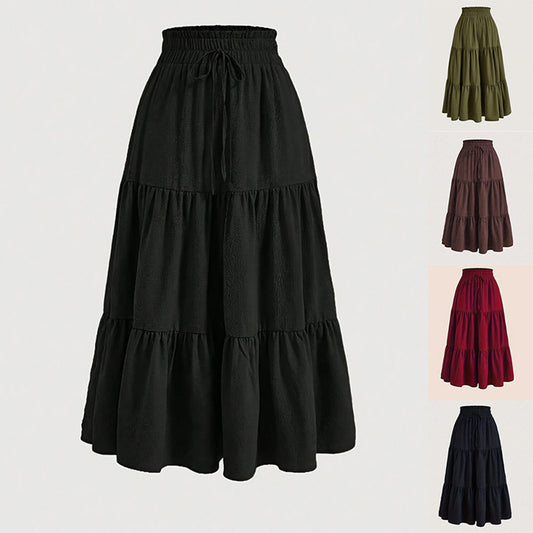 High-Waist Knot Pleated Midi Skirt
