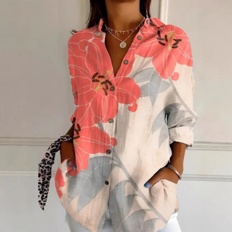Floral Print Long-sleeved Shirt