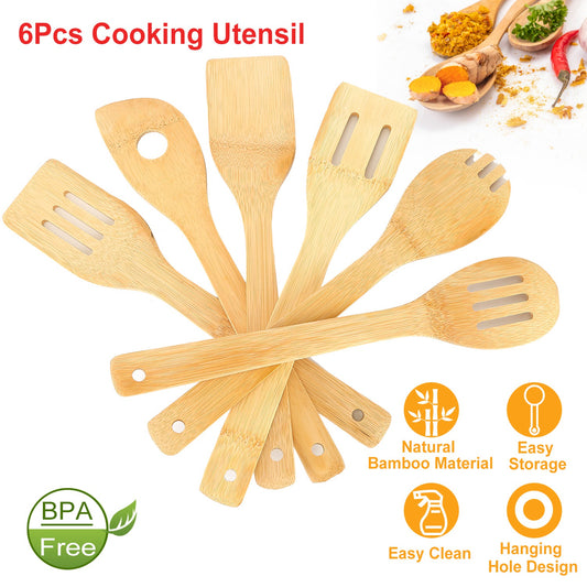 Bamboo Wooden Spoons - 6Pcs