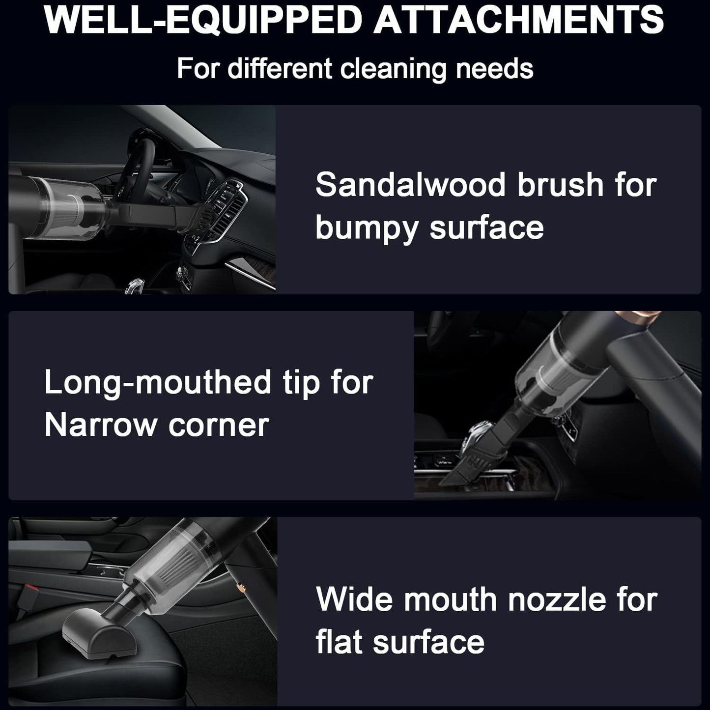 Multi-nozzle Handheld Car Vacuum Cleaner.