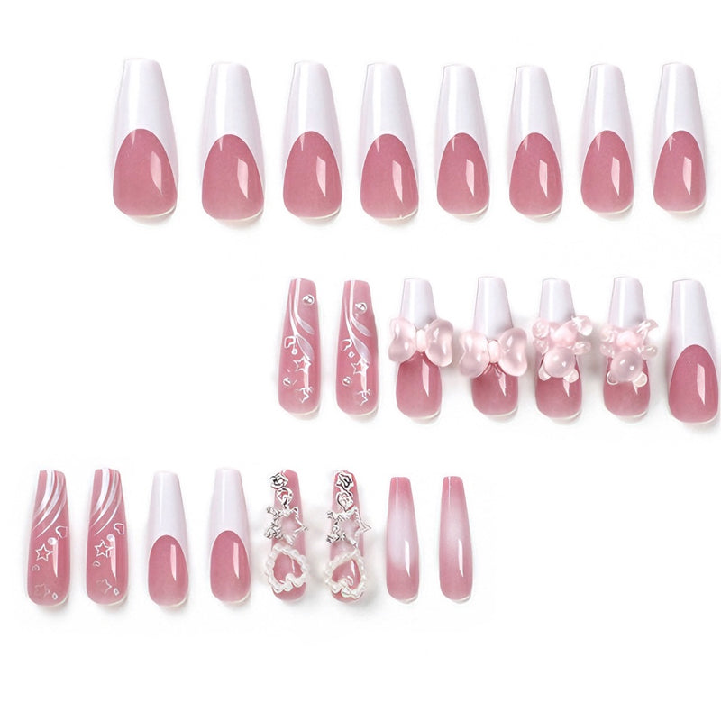 Bear Bow knot Nail Art - 24Pcs