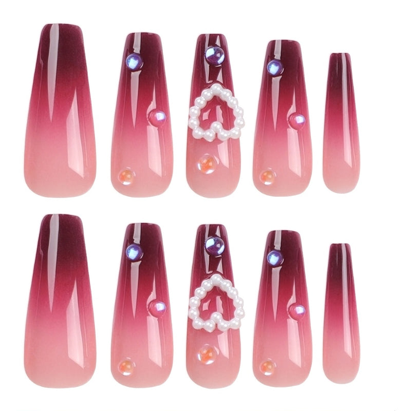Red Heart Nail Art - 24 Pcs