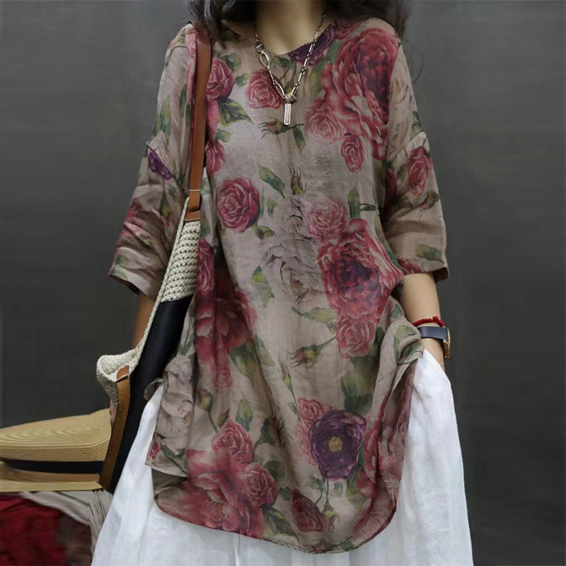 Soft Printed Mid-Sleeve Tunic