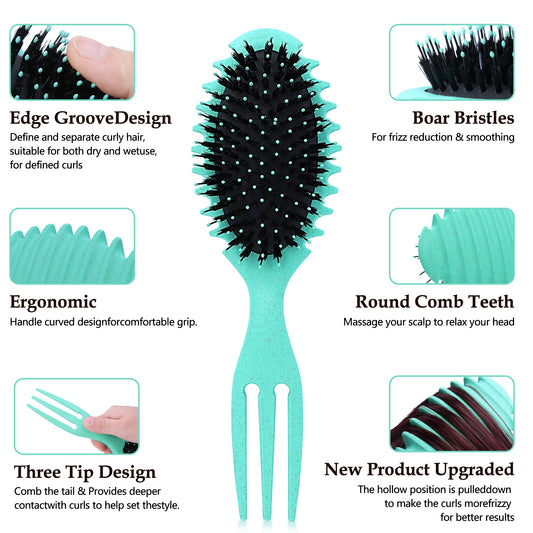 Boar Bristle Styling Brush For Curly Hair