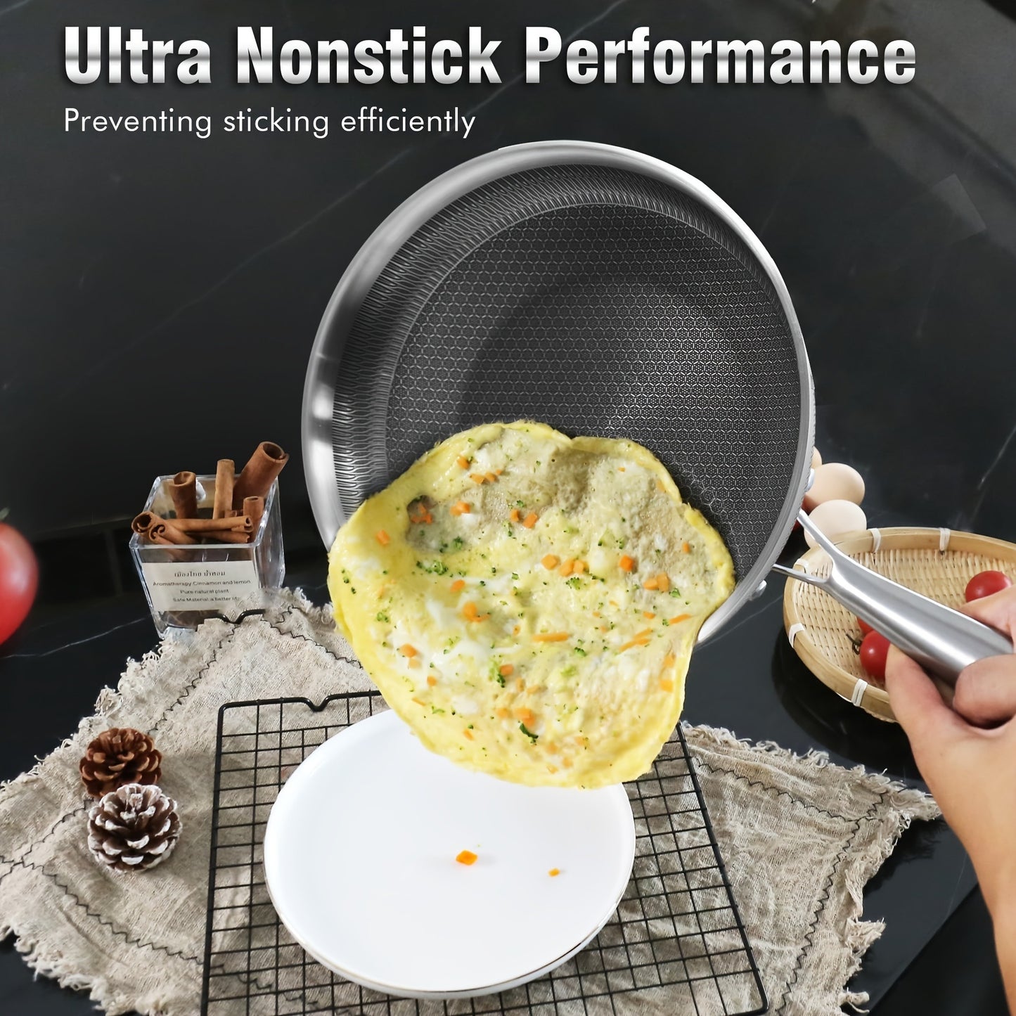 Honeycomb Stainless Steel Non Stick Frying Pan
