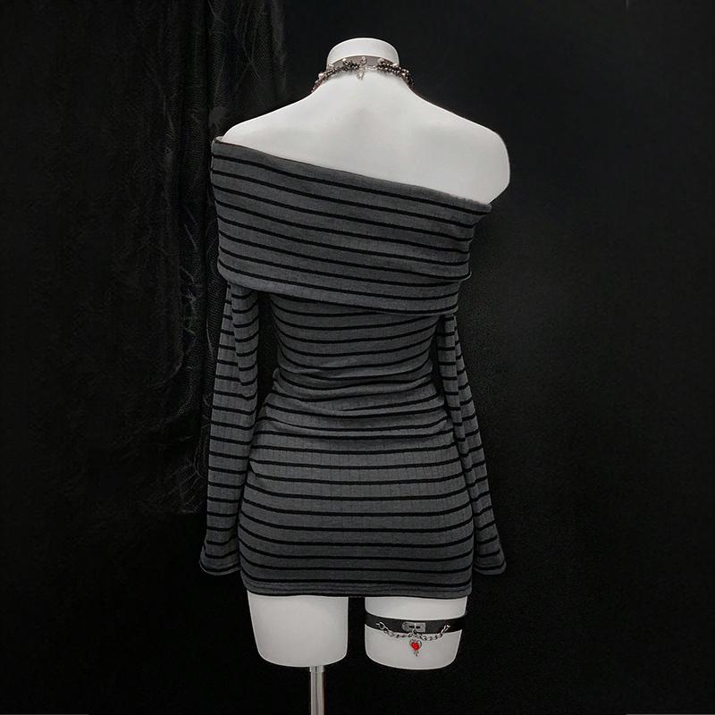 Striped Off-Shoulder Bodycon Dress