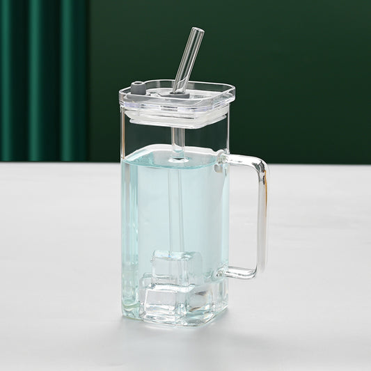 Transparent Glass Straw Cup