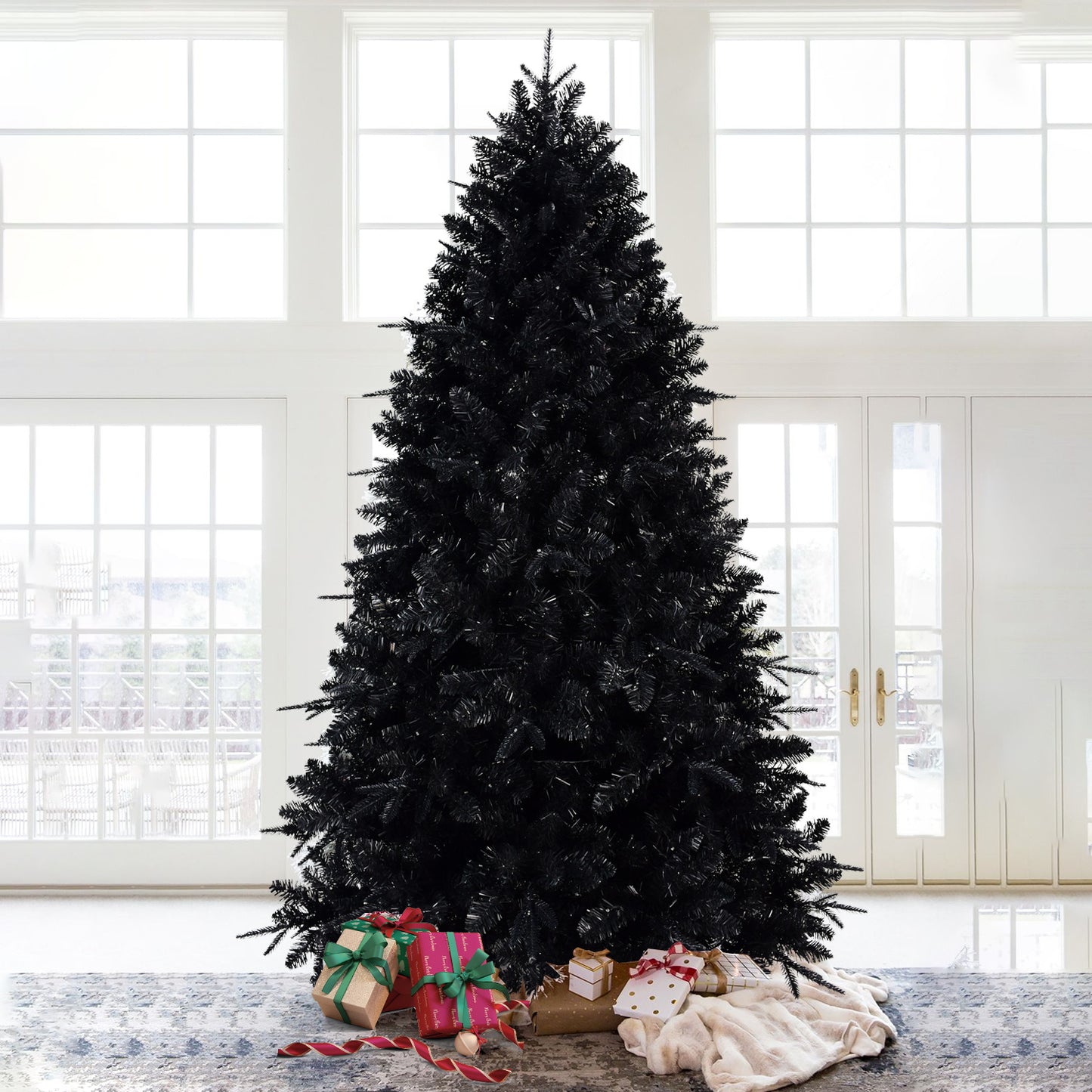 Pre-lit Black Christmas Tree With White Lights