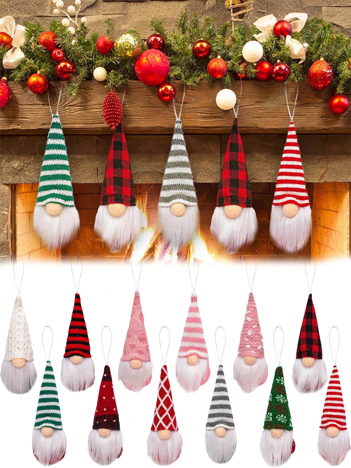 Gnome Ornaments Christmas Tree Decorations 12 pcs