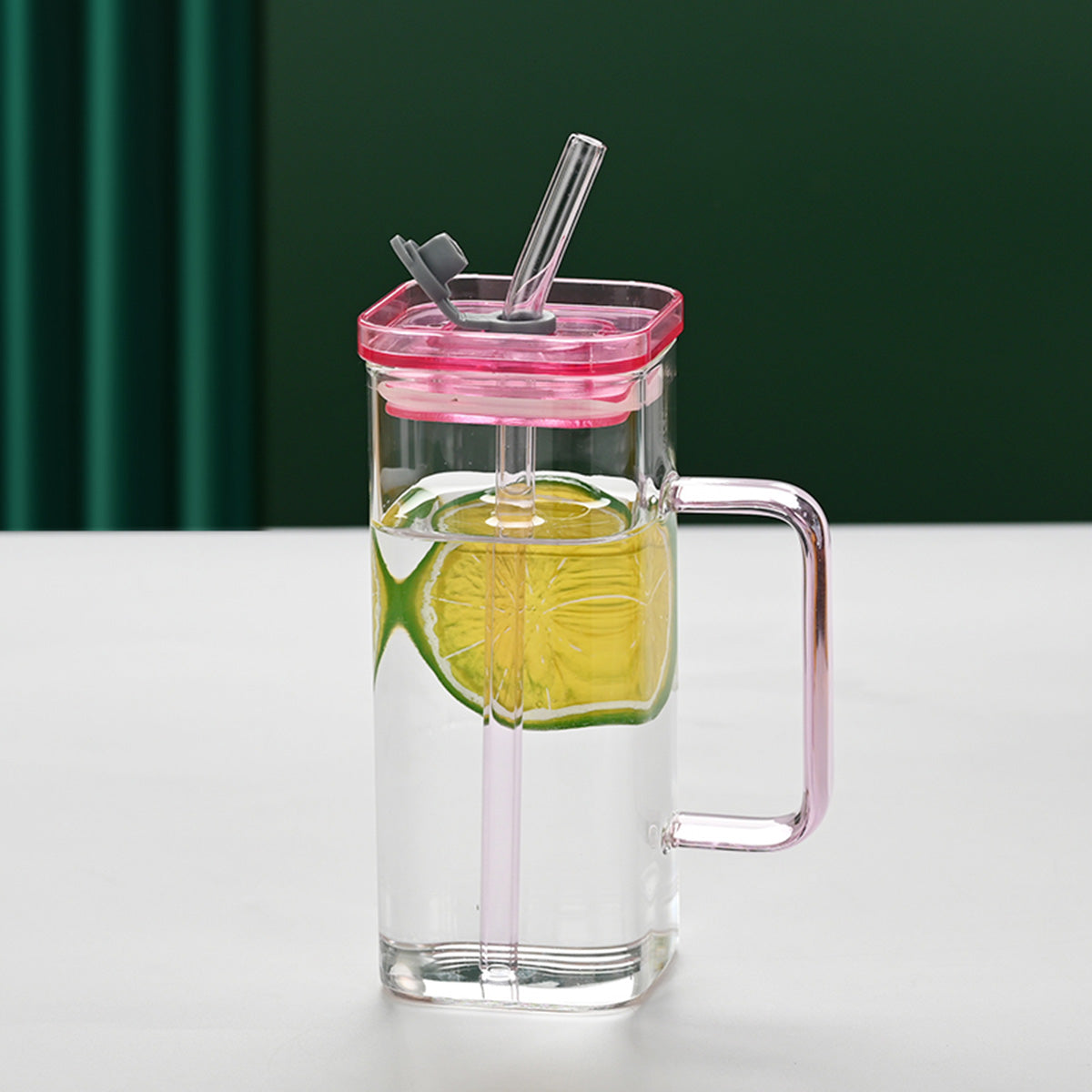 Pink Glass Straw Cup