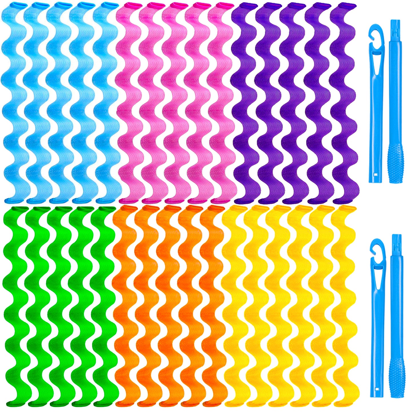 Kids Heatless Hair Curlers - 30 Pcs - 6 Colors