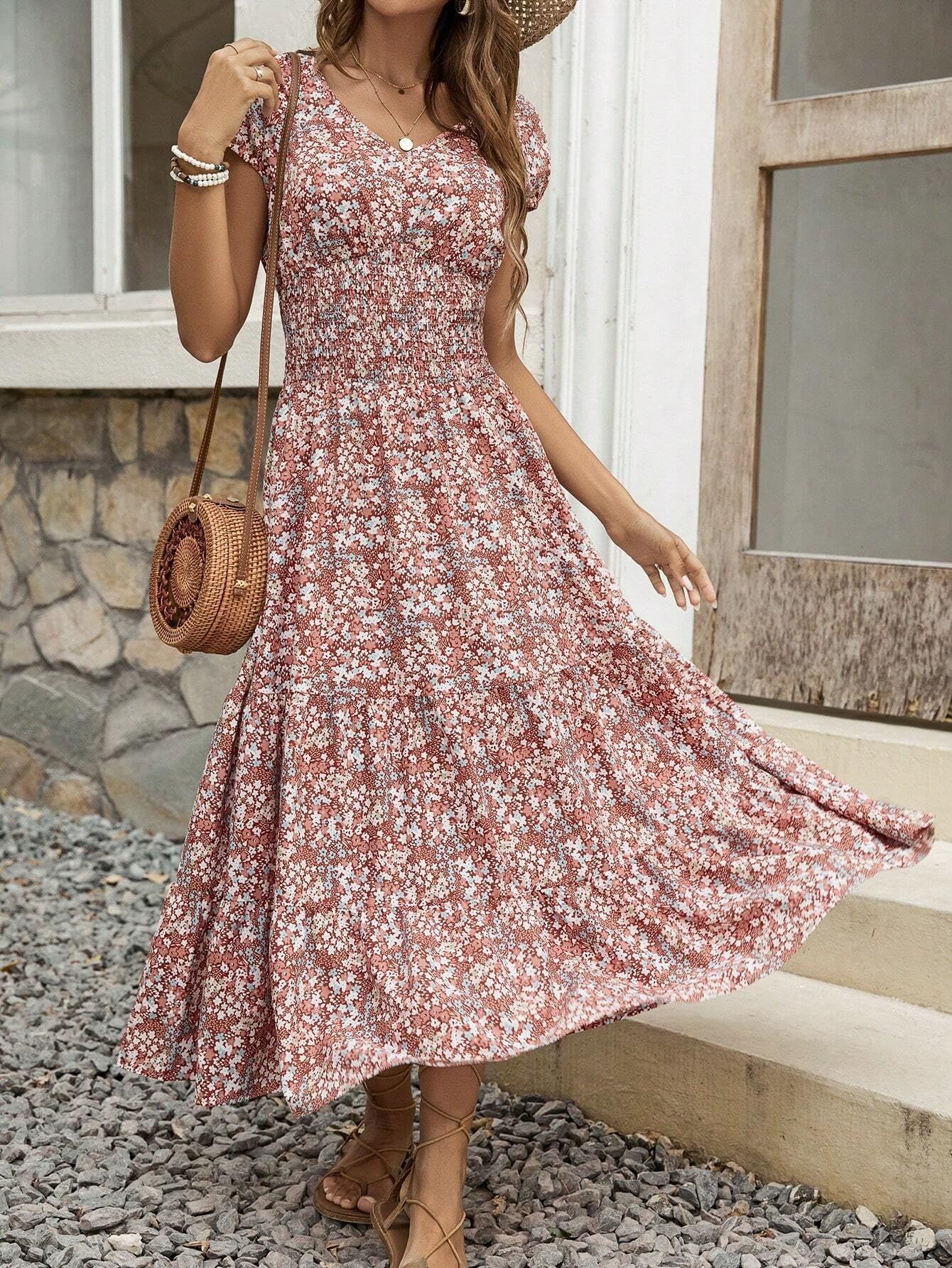 Blossom V-Neck Floral Dress