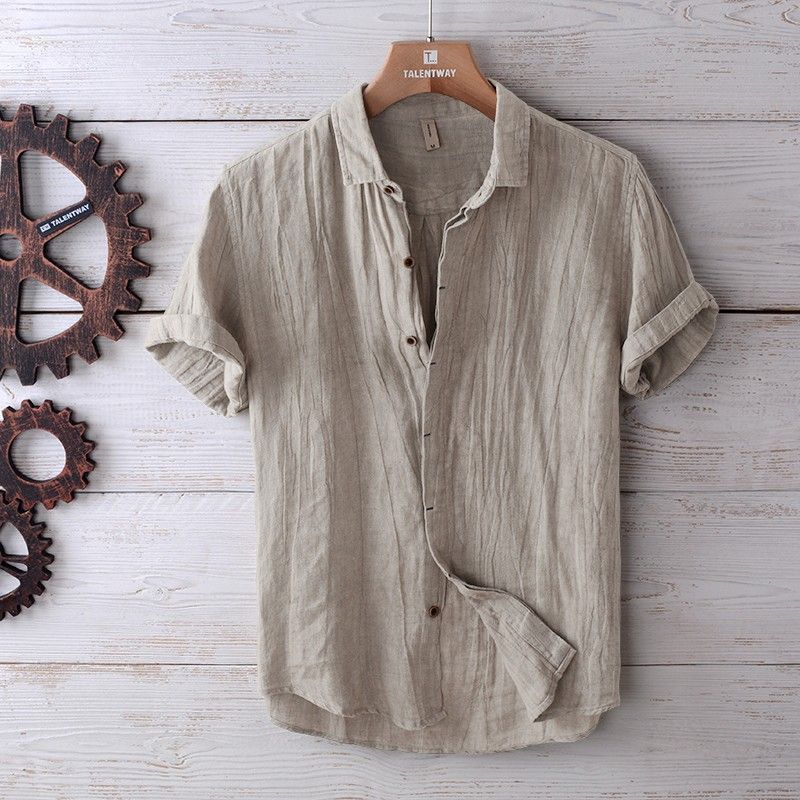 Retro Distressed Linen Shirt