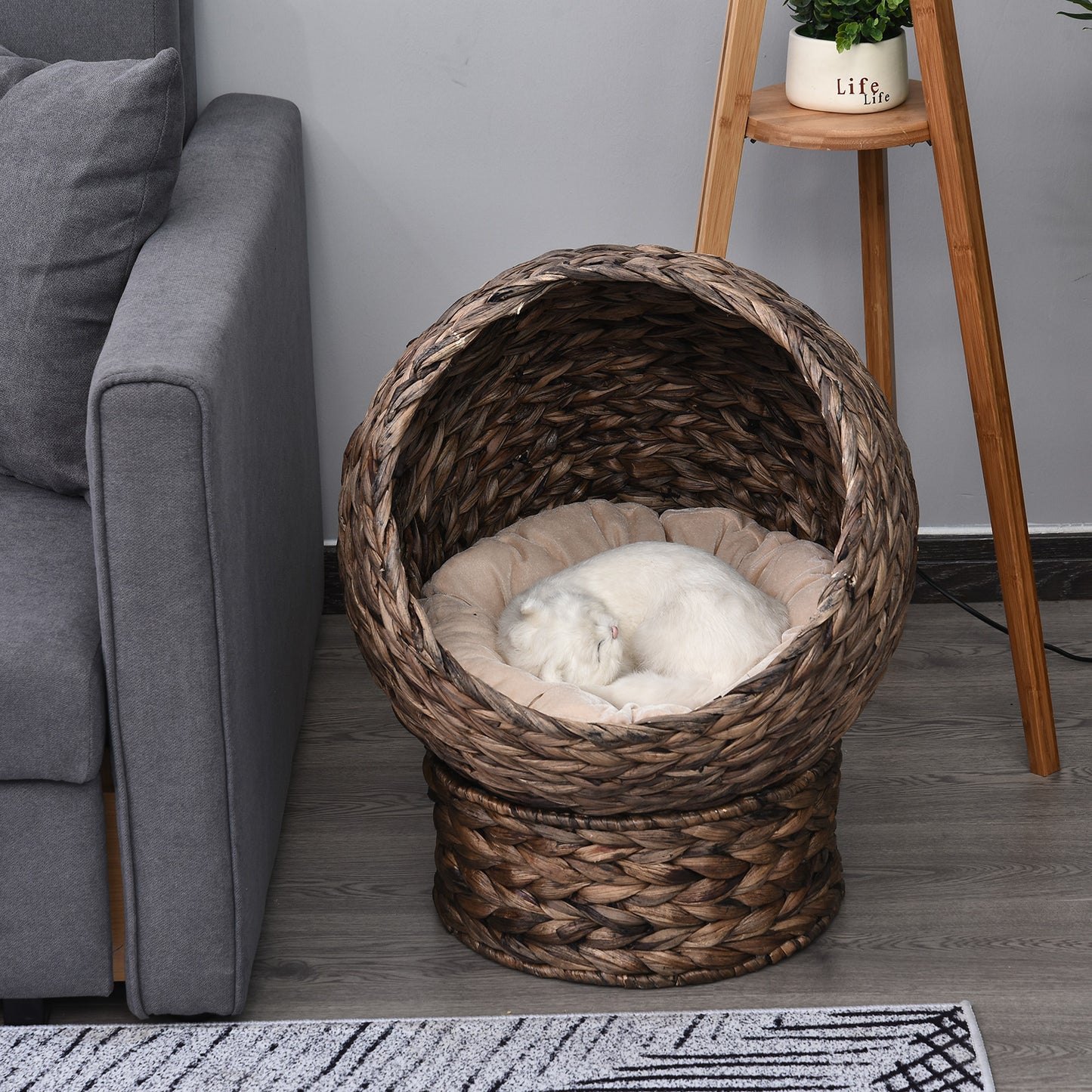 Wicker Cat Bed with Stand