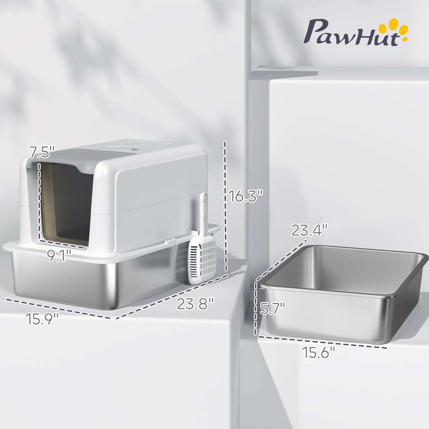 2 in 1 Stainless Steel Cat Litter Box